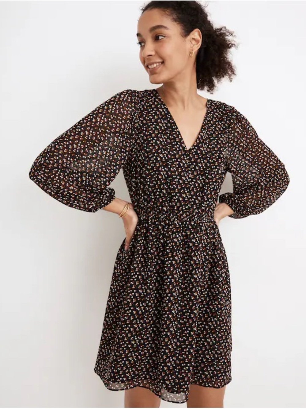 Madewell Petite (Re)sourced Georgette Button-Front Mini Dress